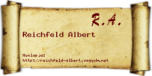 Reichfeld Albert névjegykártya